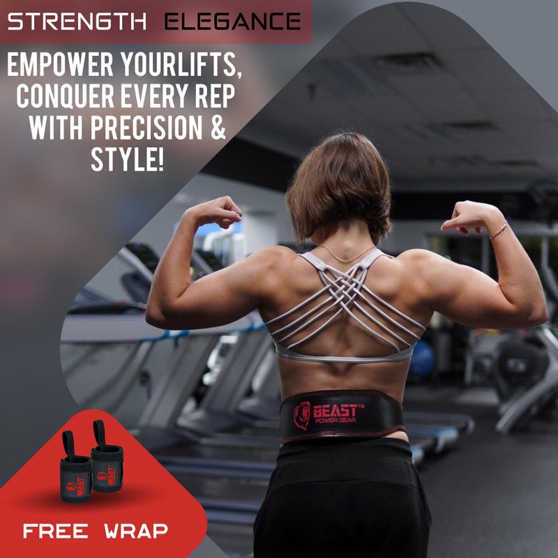 Beast Power Gear Weight Lifting Belt - 4â€ Genuine Leather Belts Padded Lower Back Support for Gym Bodybuilding Squat Deadlift Weightlifting Cross Strength Training Men Women Free Wrist Wrap - Image 5